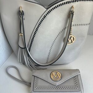 Mia K Elegant Gray Handbag and Wallet Set